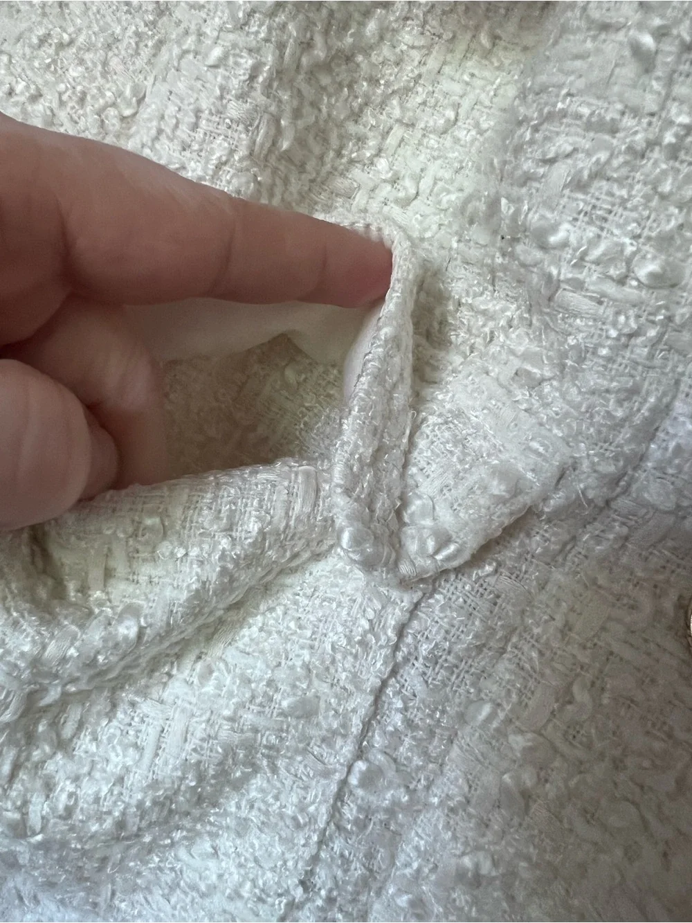 Rachel Zoe Ivory Bouclé Tweed Pocket Gold Button Jacket MED NWOT